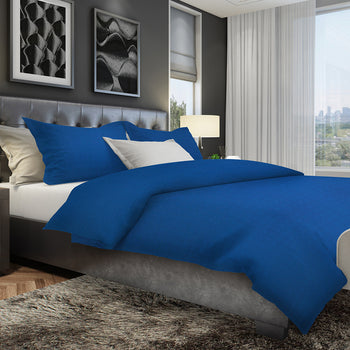 Regency Blue Duvet Cover Set in Cotton Boho with pillow sham